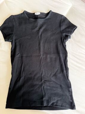 Cotton On Black Short Sleeve Ribbed Tee